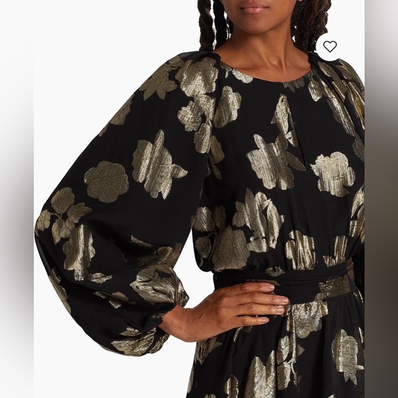 Elie Tahari Metallic Blooms Midi-Dress size S - Picture 4 of 16